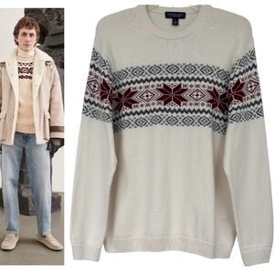 Vintage Sweater Fair Isle Nordic Snowflake Christmas Luxury Knit Size Large